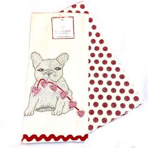 2pk Embroidered Towels ◈ Frenchie Valentine Hearts